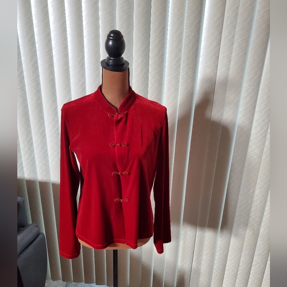 Carol Little Mandarin style Chile Red jacket/top - Picture 6 of 6